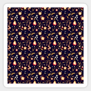 Night Stars Floral Pattern Sticker